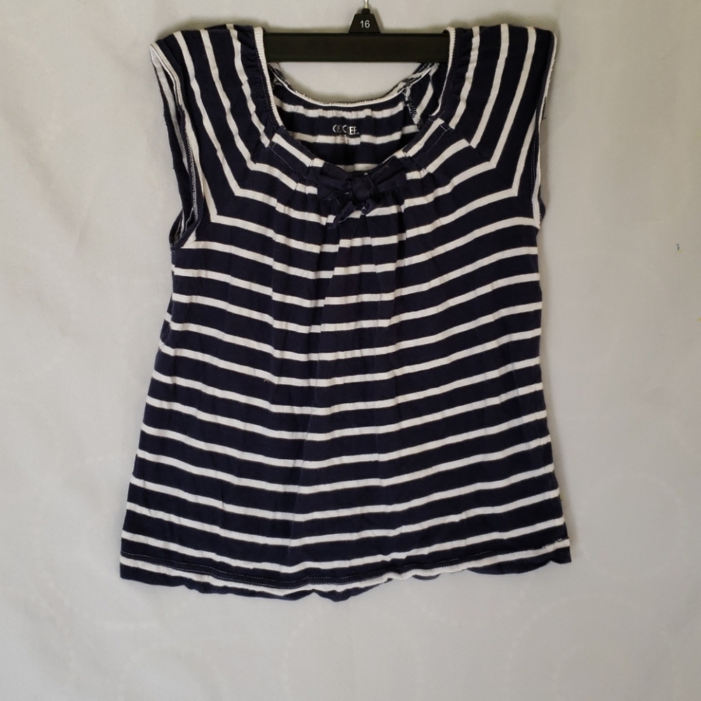 Cherokee girls blue & white blouse 7/8